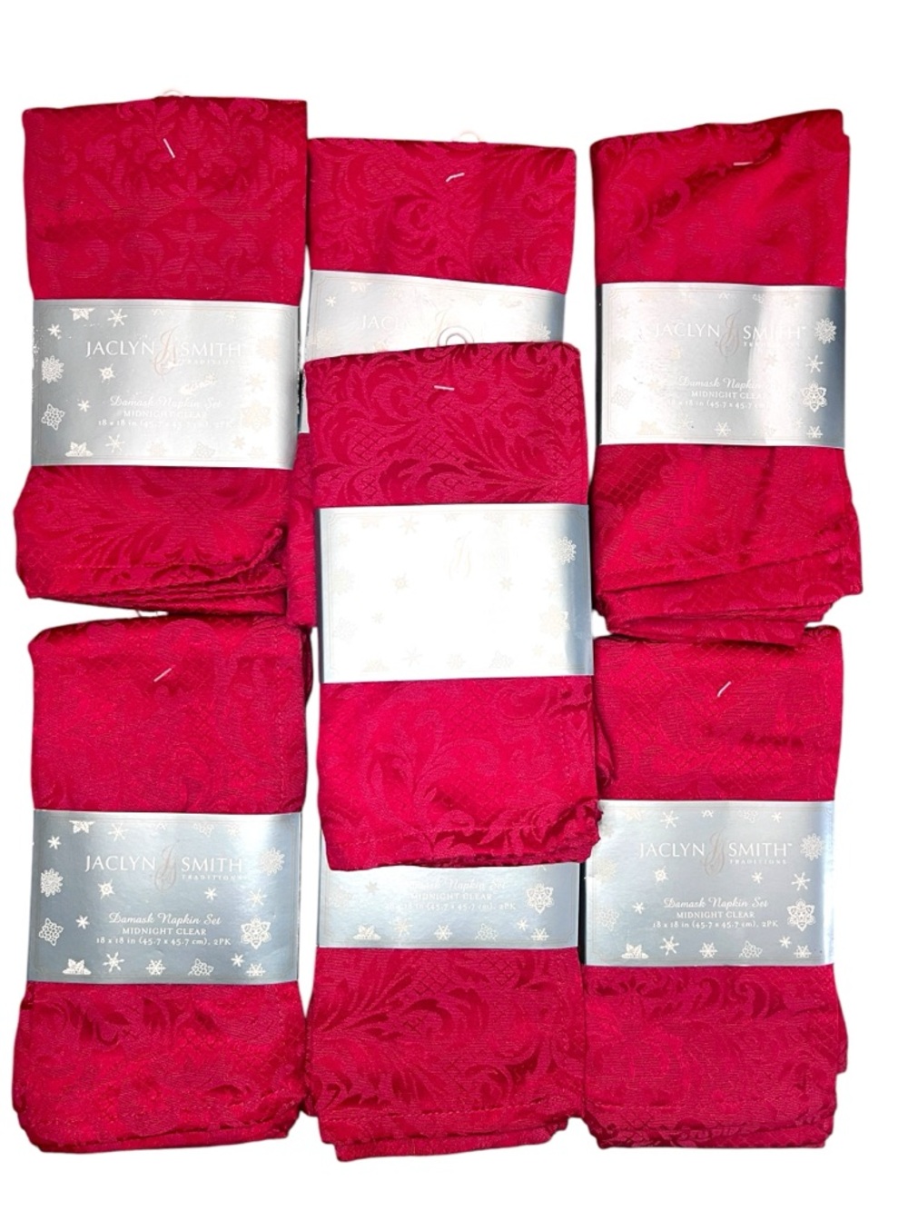 Jaclyn Smith Damask Cloth Napkins 14 Pc Set Red 18x18 New Holiday Table